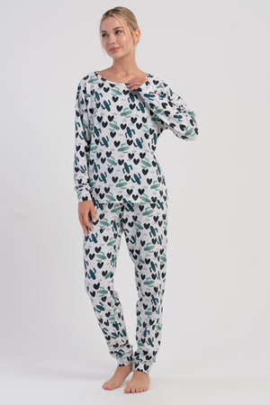 KADIN PIJAMA TAKIM VIENETTA PINK 503366 - Vienetta1.GrupKREM