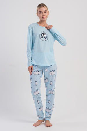 KADIN PIJAMA TAKIM SUPREM 504020 - Vienetta1.GrupA.MAVI