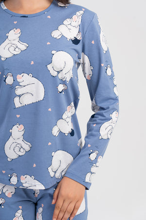 KADIN PIJAMA TAKIM SUPREM 504038 - Vienetta1.GrupAÇIK LACIVERT