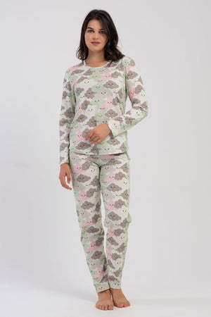 KADIN P.SUPREM O YAKA UZUN KOL ETEGI OVAL PIJAMA TAKIM