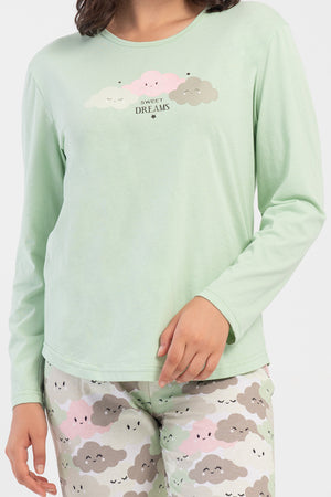 KADIN XXL PIJAMA TAKIM SUPREM 504042 - VienettaYESIL1XL