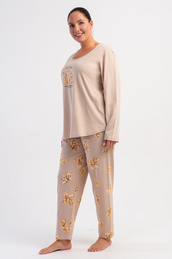 KADIN P.SUPREM XXL O YAKA UZUN KOL ETEGI OVAL PIJAMA TAKIM