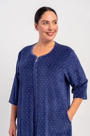 KADIN XL'İ EV ELBİSESİ KADİFE 507008 - Vienetta1.GrupLACIVERT