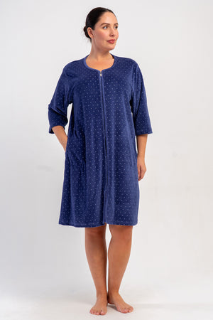 KADIN XL'İ EV ELBİSESİ KADİFE 507008 - Vienetta1.GrupLACIVERT