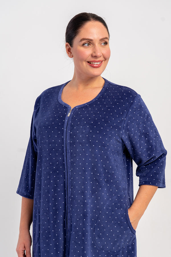KADIN BATTAL EV ELBİSESİ KADİFE 507009 - VienettaLACIVERT6XL