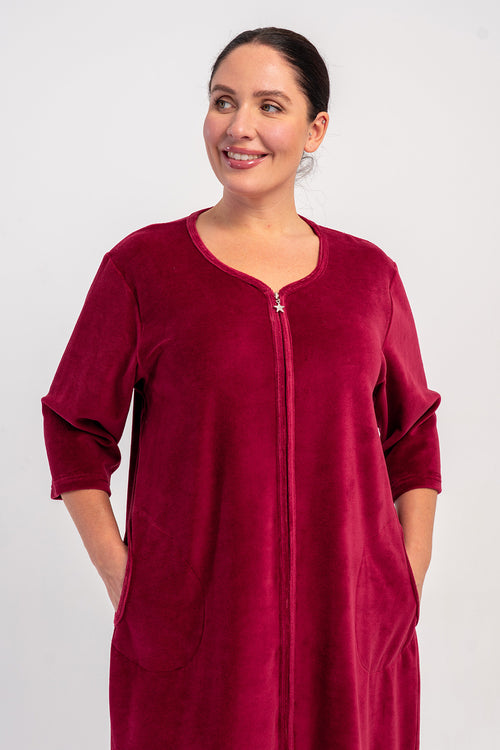 KADIN EV ELBISESI KADIFE 507014 - VienettaBORDO1XL