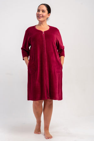 KADIN EV ELBISESI KADIFE 507014 - VienettaBORDO1XL