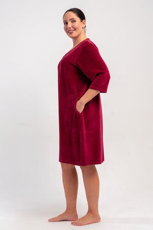KADIN EV ELBISESI KADIFE 507014 - VienettaBORDO1XL