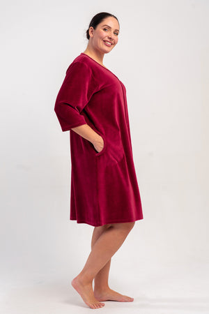 KADIN EV ELBISESI KADIFE 507014 - VienettaBORDO1XL