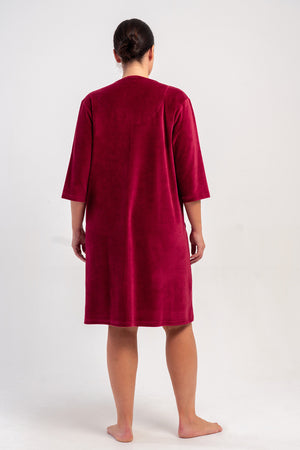 KADIN EV ELBISESI KADIFE 507014 - VienettaBORDO1XL
