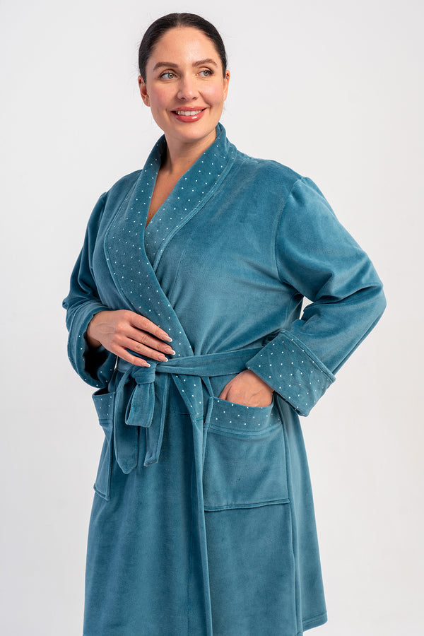 KADIN PAMUK KADIFE XXL UZUN KOL CEPLI SAL YAKA SABAHLIK