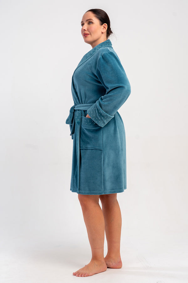 KADIN PAMUK KADIFE XXL UZUN KOL CEPLI SAL YAKA SABAHLIK