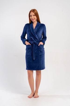 KADIN PAMUK KADIFE UZUN KOL CEPLI SAL YAKA SABAHLIK