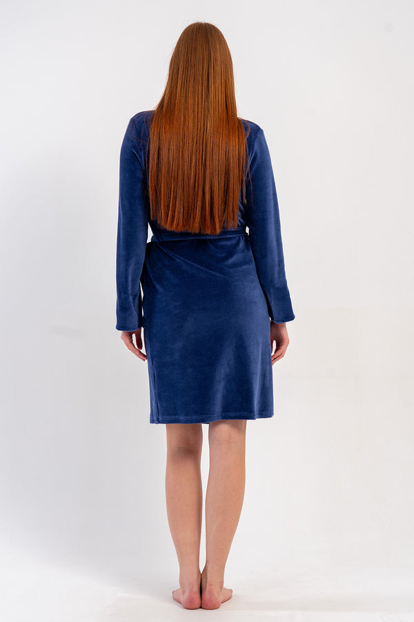 KADIN PAMUK KADIFE UZUN KOL CEPLI SAL YAKA SABAHLIK