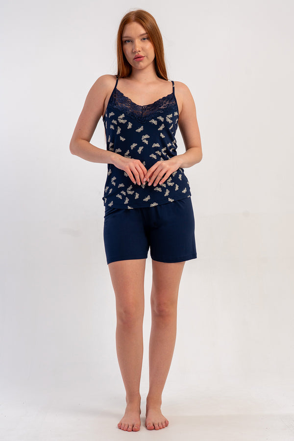 KADIN LYC VISCON V YAKA DANTELLI IP ASKILI SORT TAKIM