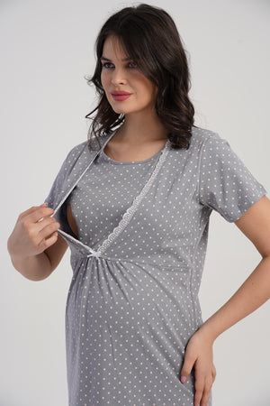 KADIN P.SUPREM DANTELLI FIYONKLU ROBALI KUS KOL HAMILE TUNIK