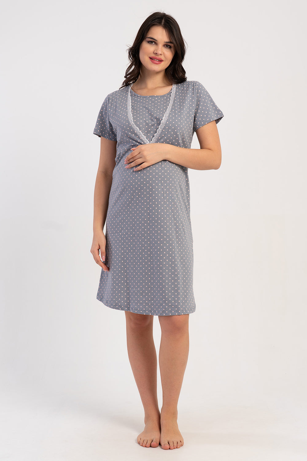 KADIN P.SUPREM DANTELLI FIYONKLU ROBALI KUS KOL HAMILE TUNIK