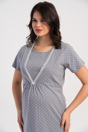 KADIN P.SUPREM DANTELLI FIYONKLU ROBALI KUS KOL HAMILE TUNIK