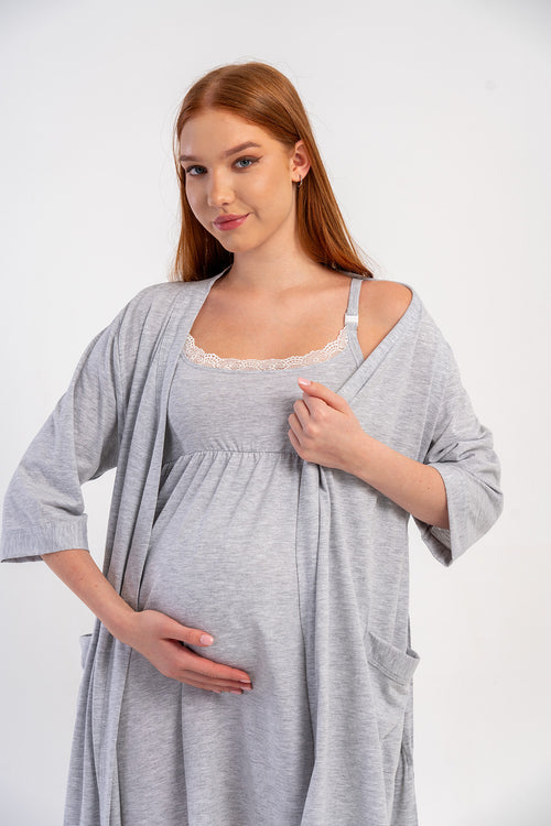 HAMILE SABAHLIK TAKIM SUPREM 509019 - Vienetta1.GrupGRAY MELANGE