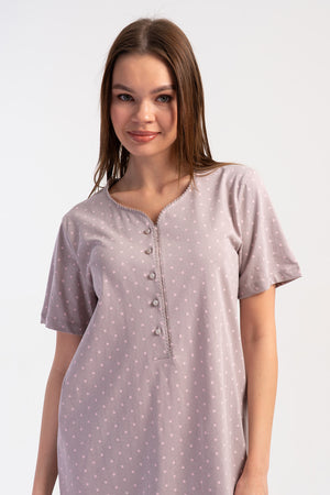 KADIN P.SUPREM DUGMELI KISA KOL KROSETALI ETEGI OVAL TUNIK