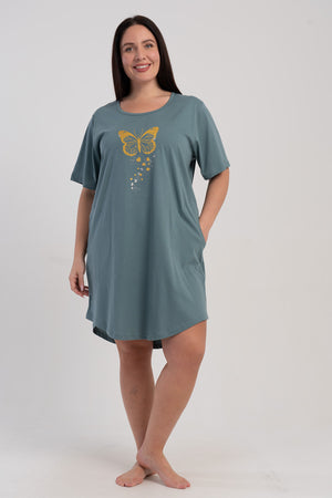 KADIN P.SUPREM XXL O YAKA KISA KOL ETEGI OVAL CEPLI TUNIK