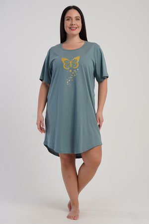 KADIN XXL KISA KOL TUNIK 510033 - VienettaYESIL1XL