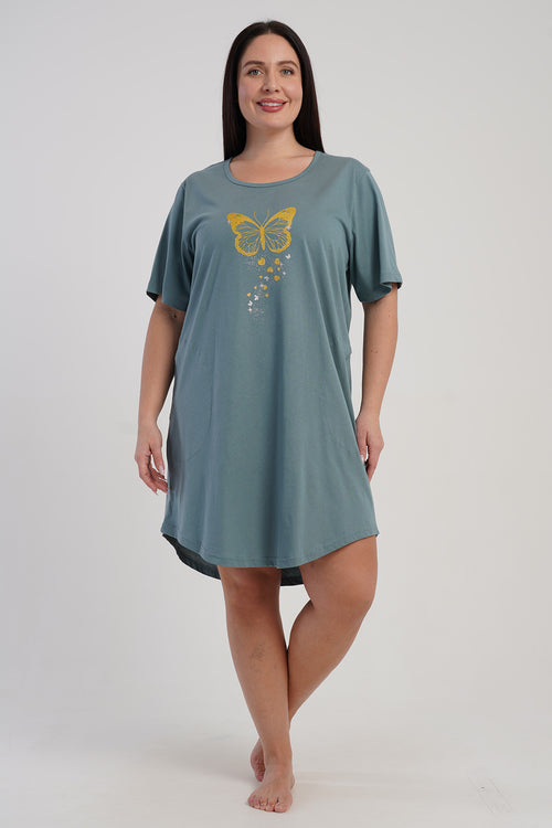 KADIN XXL KISA KOL TUNIK 510033 - VienettaYESIL1XL