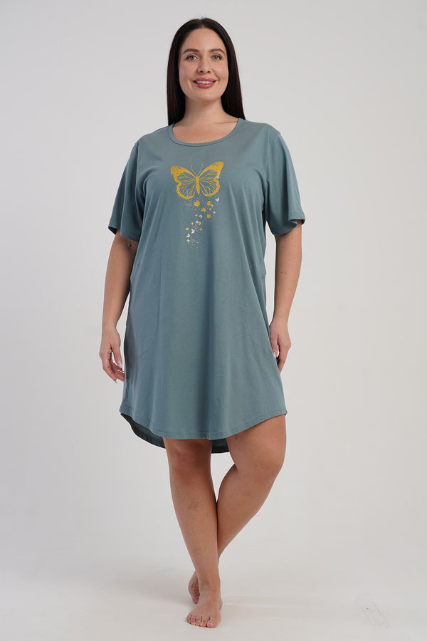 KADIN P.SUPREM XXL O YAKA KISA KOL ETEGI OVAL CEPLI TUNIK