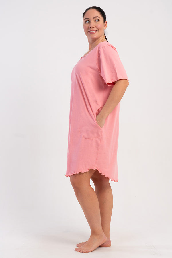 KADIN P.SUPREM XXL BISIKLET YAKA BIBILALI CEPLI KISA KOL TUNIK