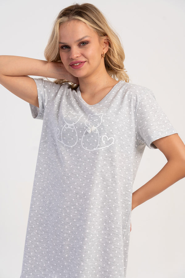 KADIN KISA KOL TUNIK SUPREM 511028 - Vienetta1.GrupGRAY MELANGE