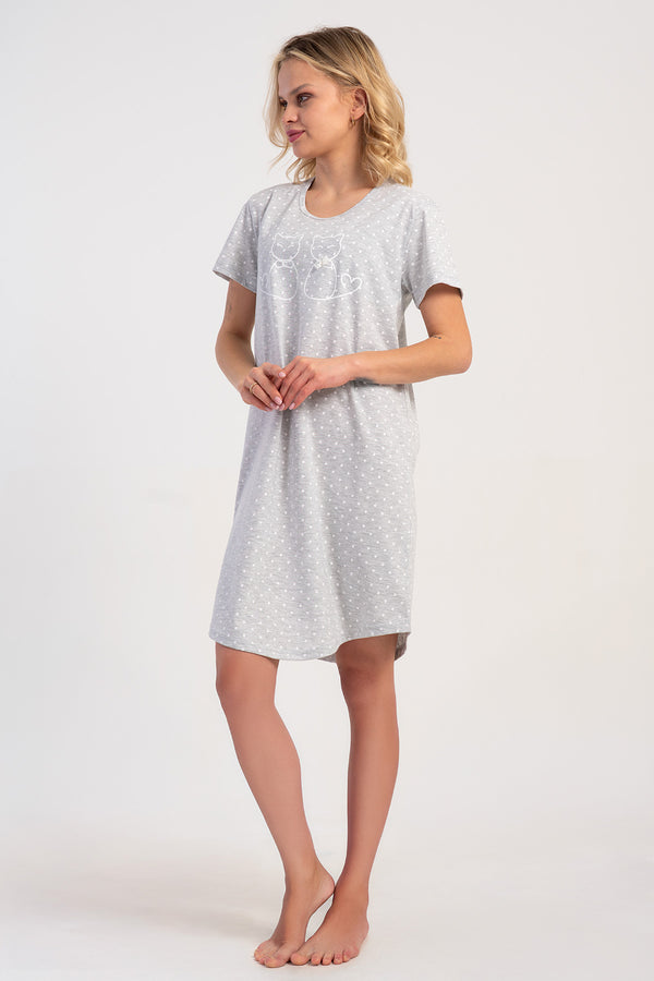 KADIN KISA KOL TUNIK SUPREM 511028 - Vienetta1.GrupGRAY MELANGE