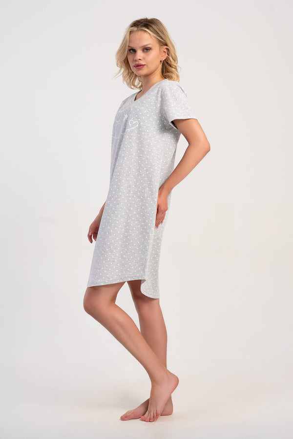 KADIN KISA KOL TUNIK SUPREM 511028 - Vienetta1.GrupGRAY MELANGE