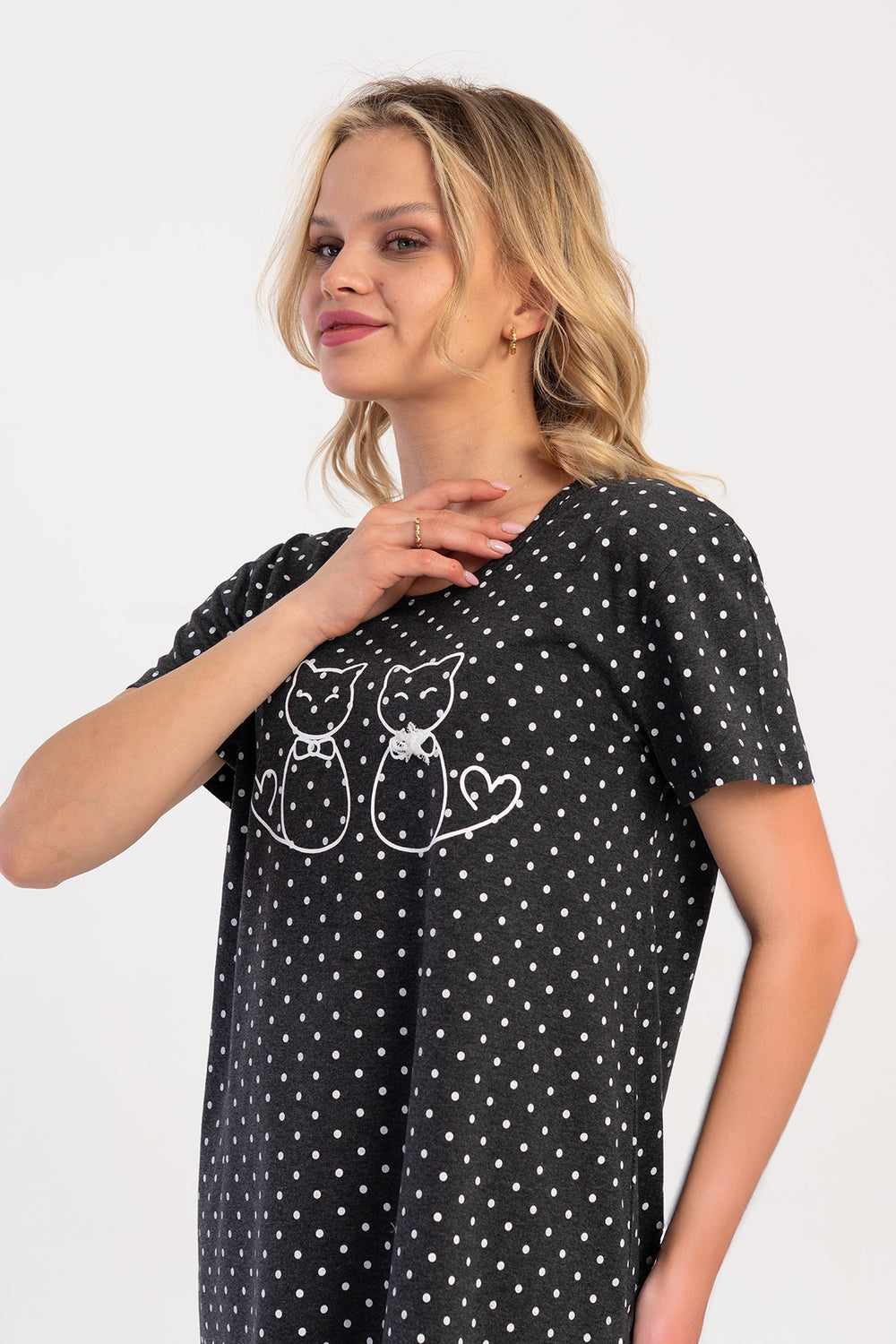 KADIN KISA KOL TUNIK SUPREM 511028 - Vienetta1.GrupGRAY MELANGE