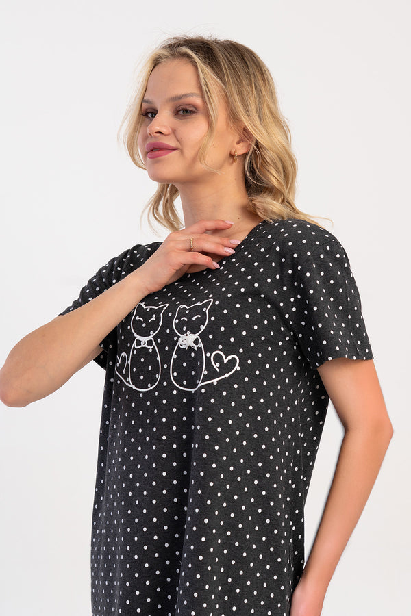 KADIN KISA KOL TUNIK SUPREM 511028 - Vienetta1.GrupGRAY MELANGE