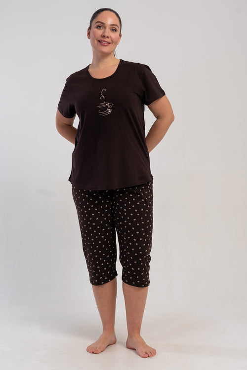 KADIN XXL KISA KOL KAPRI TAKIM SUPREM 511041 - Vienetta1.GrupKAHVE