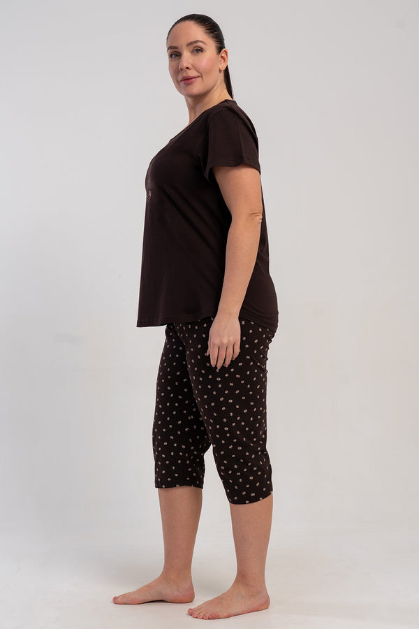 KADIN XXL KISA KOL KAPRI TAKIM SUPREM 511041 - Vienetta1.GrupKAHVE