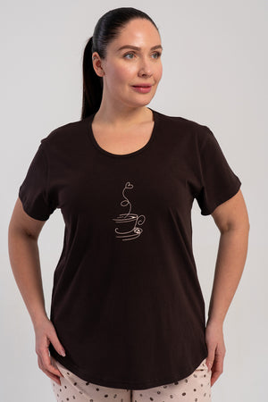 KADIN XXL KISA KOL KAPRI TAKIM SUPREM 511041 - Vienetta1.GrupKAHVE