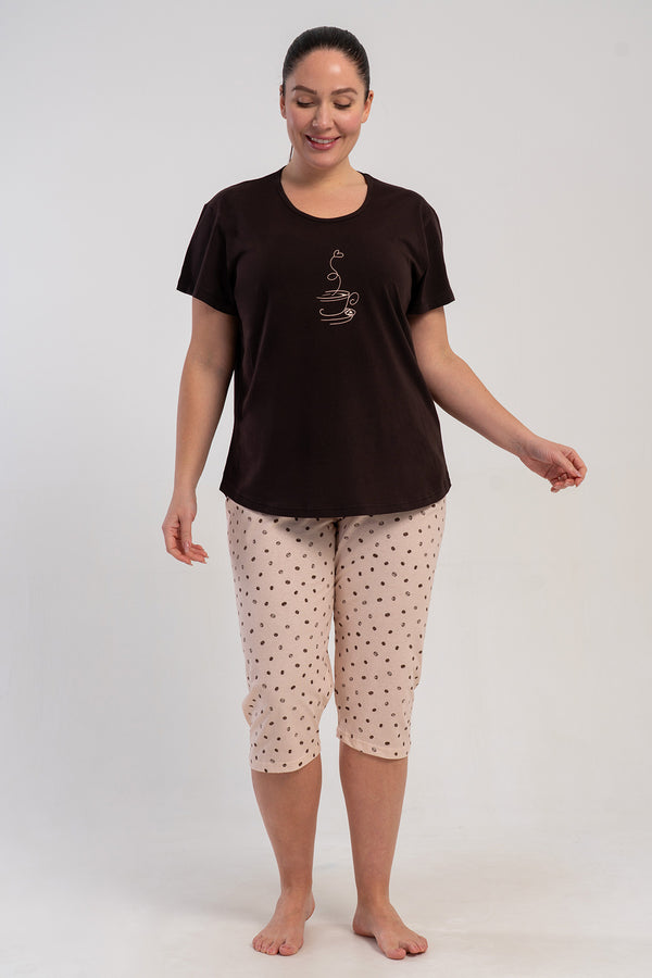 KADIN XXL KISA KOL KAPRI TAKIM SUPREM 511041 - Vienetta1.GrupBEJ