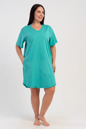 KADIN BATTAL XXL KISA KOL TUNIK SUPREM 512019 - Vienetta1.GrupMIX:YESIL