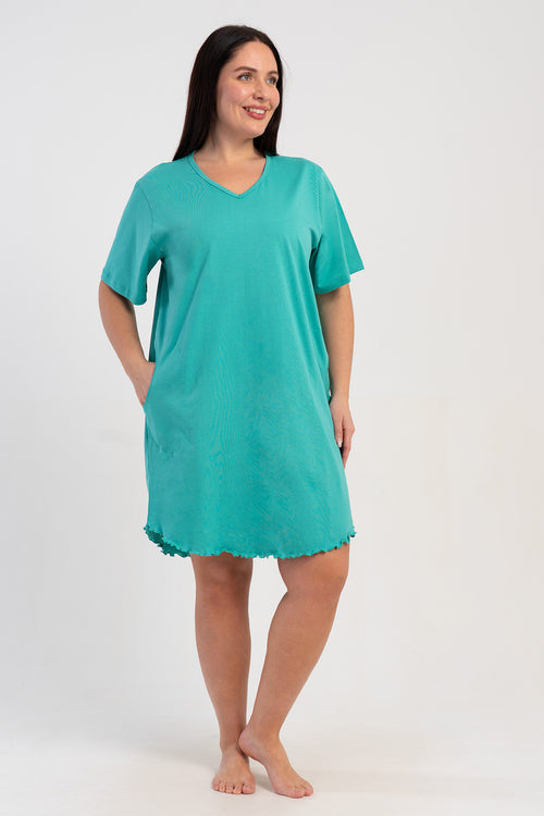 KADIN BATTAL XXL KISA KOL TUNIK SUPREM 512019 - Vienetta1.GrupMIX:YESIL