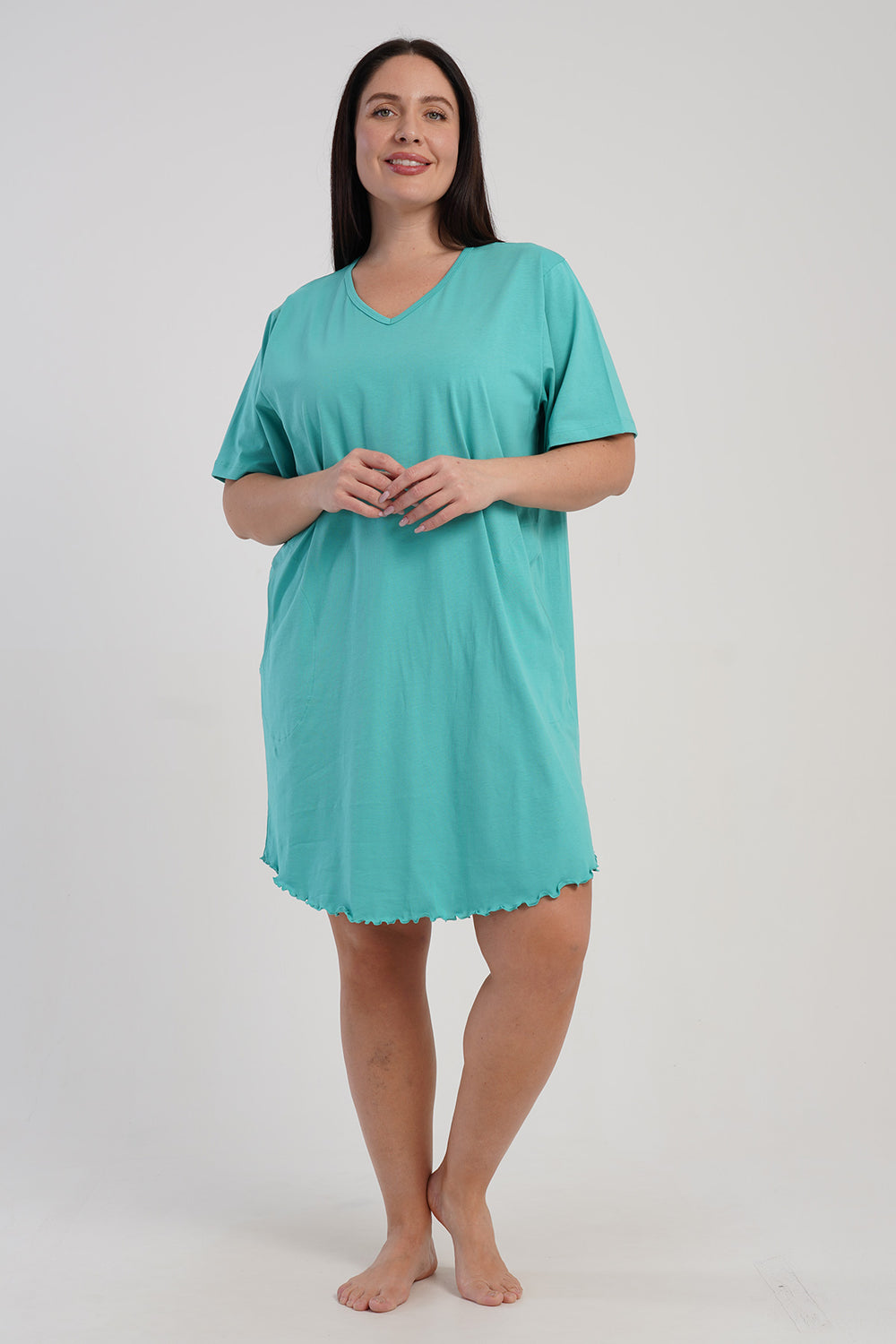 KADIN BATTAL XXL KISA KOL TUNIK SUPREM 512019 - Vienetta1.GrupMIX:YESIL