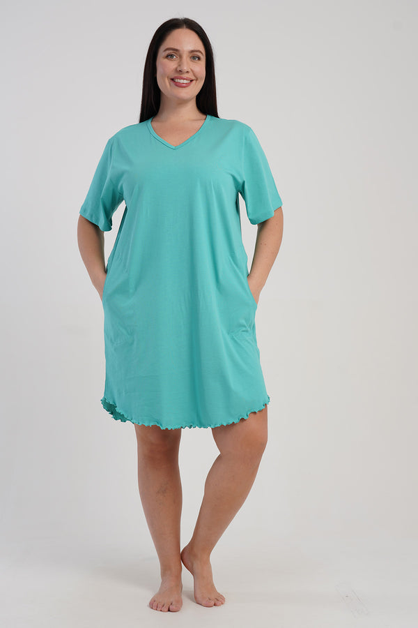 KADIN BATTAL XXL KISA KOL TUNIK SUPREM 512019 - Vienetta1.GrupMIX:YESIL