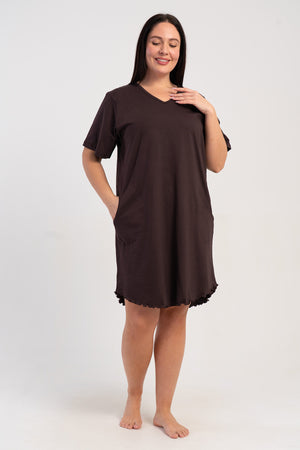 KADIN BATTAL XXL KISA KOL TUNIK SUPREM 512022 - Vienetta1.GrupMIX:KAHVERENGI