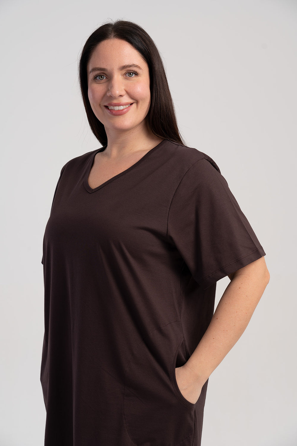 KADIN BATTAL XXL KISA KOL TUNIK SUPREM 512022 - Vienetta1.GrupMIX:KAHVERENGI