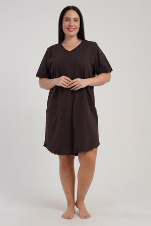 KADIN BATTAL XXL KISA KOL TUNIK SUPREM 512022 - Vienetta1.GrupMIX:KAHVERENGI