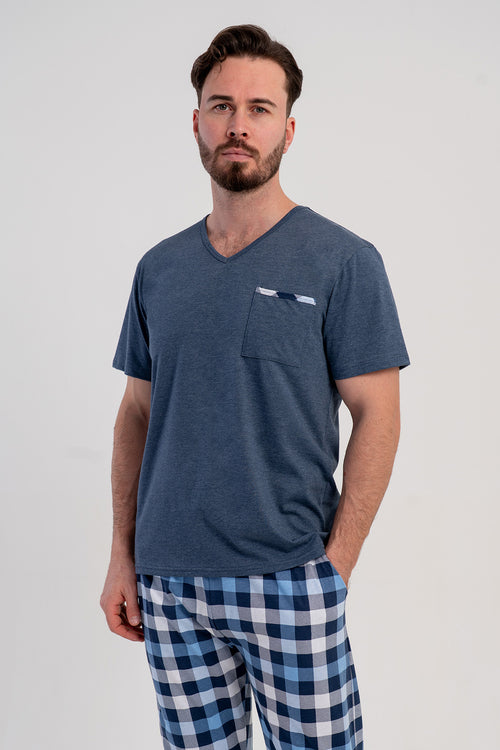 CEPLI ERKEK P.SUPREM XXL V YAKA KISA KOL PIJAMA TAKIM