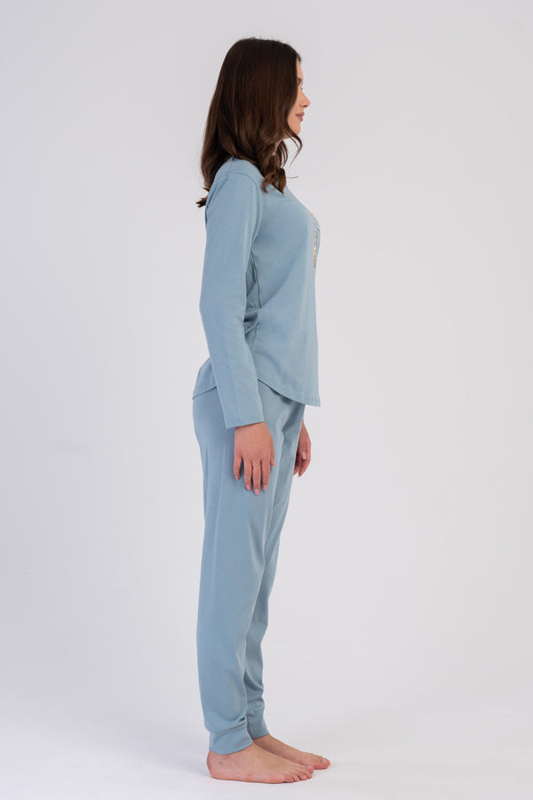 KADIN P.SUPREM O YAKA UZUN KOL ETEGI OVAL MANSETLI PIJAMA TAKIM
