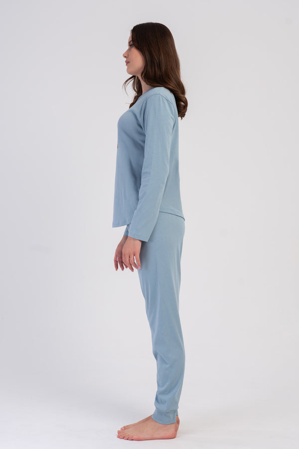 KADIN P.SUPREM O YAKA UZUN KOL ETEGI OVAL MANSETLI PIJAMA TAKIM
