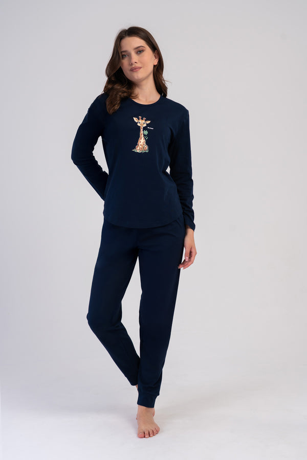 KADIN P.SUPREM O YAKA UZUN KOL ETEGI OVAL MANSETLI PIJAMA TAKIM