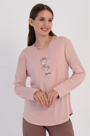KADIN P.SUPREM O YAKA UZUN KOL ETEGI OVAL PIJAMA TAKIM